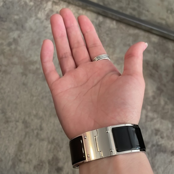 Brand New Hermes Charniere Plain Palladium-Plated Enamel Wide Bracelet, … - Picture 11 of 11